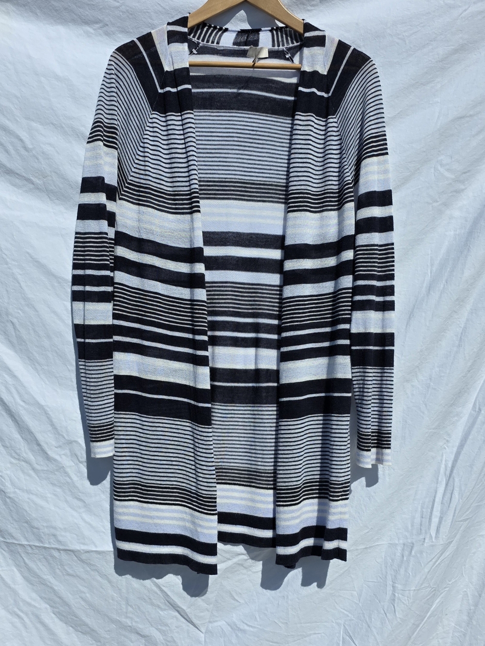 Loft Women's Striped Lightweight Open Cardigan Size Large